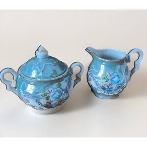 Vintage Japanese Creamer And Sugar Bowl Set Florida Souvenir